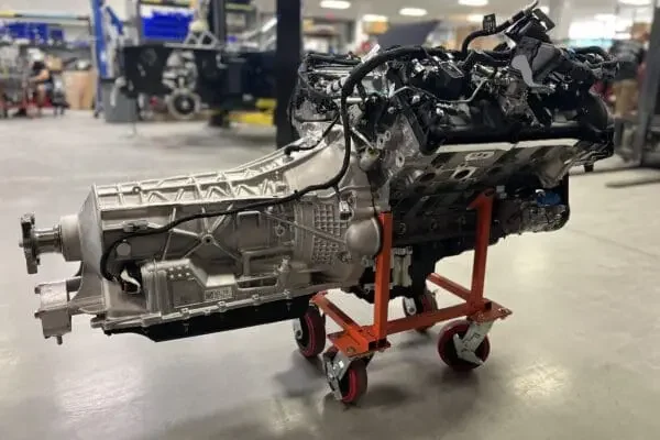 Side view of a exhaust system for 1967 Mustang GT / GTA 2+2 Fastback