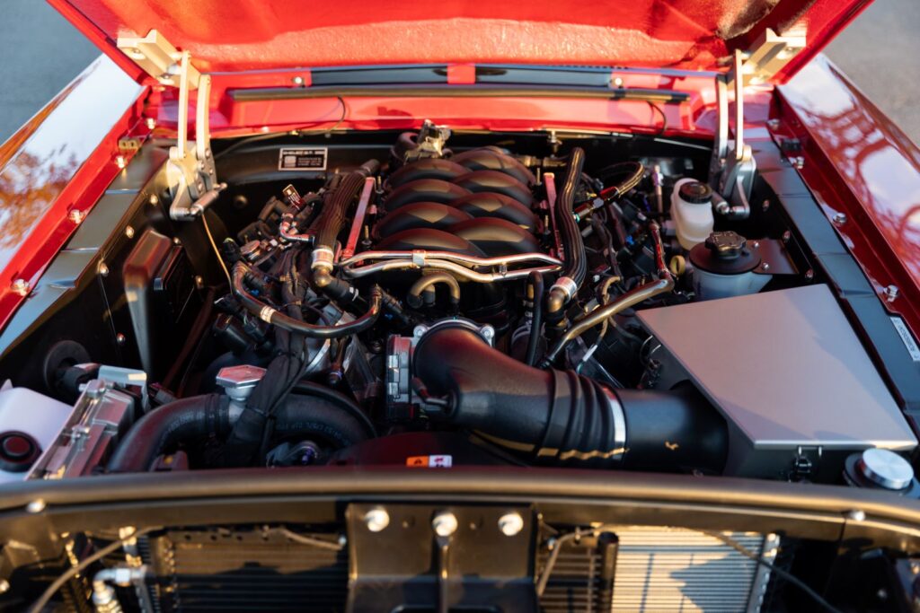 1967 Shelby GT350 modern V8 engine under open hood